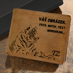 Pánská kožená peněženka RFID s vlastním monogramem, textem nebo fotkou