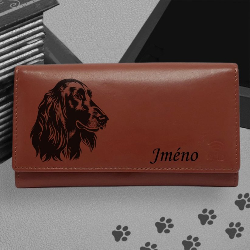 Kožená peněženka s motivem pro milovníky psů s obrázkem pejska - Afghánský chrt 2 - Vyberte si produkt: Dámská Slim peněženka hnědá