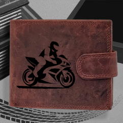 Pánská kožená peněženka s motorkou | pro motorkáře s obrázkem | 4 |  možnost monogramem nebo jménem