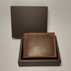 Pánská kožená peněženka Premium s monogramem a vlastním textem | Dárková krabička
