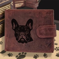 Kožená peněženka s motivem pro milovníky psů s obrázkem pejska - Francouzský buldoček