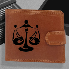 Osobní poklad z hvězdných drah: Pánská kožená peněženka s tvým vlastním jménem, monogramem a znamením zvěrokruhu | Váhy - (23. 9. – 23. 10.)