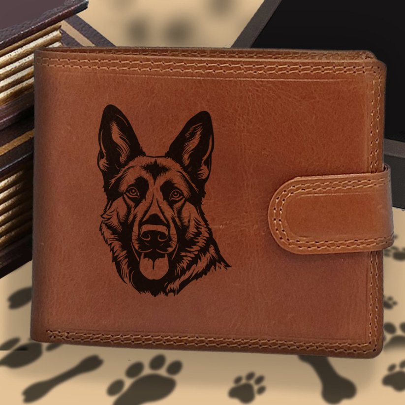 Kožená peněženka s motivem pro milovníky psů s obrázkem pejska - Německý ovčák