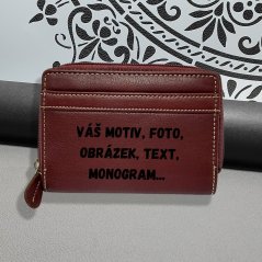 Hnědočervená Dámská kožená peněženka Tillberg s monogramem, vlastním textem nebo fotkou