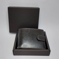 Pánská kožená peněženka Ricardo s ražbou monogramu | Černá | Dárková krabička