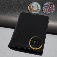 Pánská kožená peněženka BULL s ražbou monogramu | Černá V | Dárková krabička