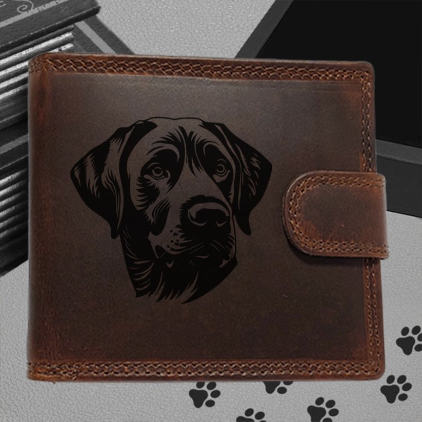 Kožená peněženka s motivem pro milovníky psů s obrázkem pejska - Labradorský retrívr