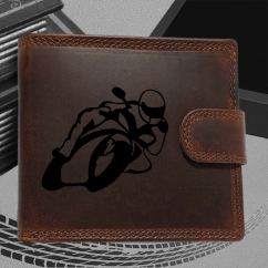 Pánská kožená peněženka s motorkou | pro motorkáře s obrázkem | 5 |  možnost monogramem nebo jménem