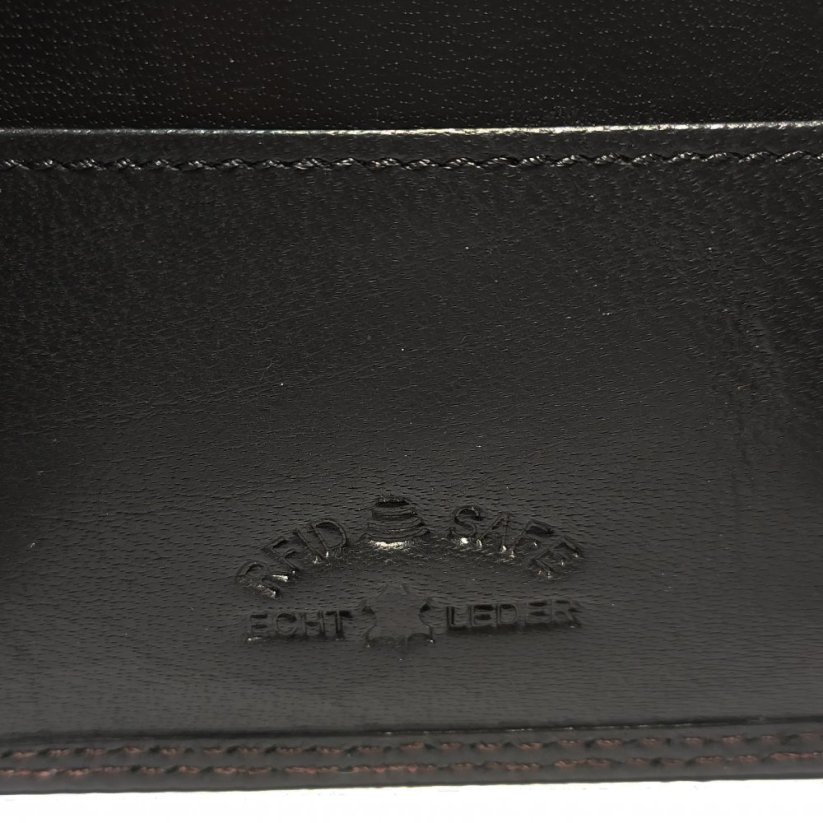 Pánský set s hnědočernou koženou peněženkou a elastickým černým páskem, ideální dárek