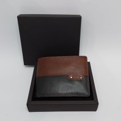 Pánská kožená peněženka PIERO s ražbou monogramu | Černohnědá | Dárková krabička