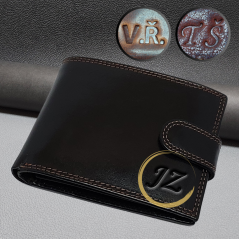 Pánská kožená peněženka Ricardo s ražbou monogramu | Černá | Dárková krabička