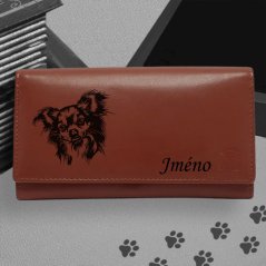 Kožená peněženka s motivem pro milovníky psů s obrázkem pejska - Dlouhosrstá čivava