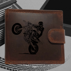 Pánská kožená peněženka s motorkou | pro motorkáře s obrázkem | 3 |  možnost monogramem nebo jménem