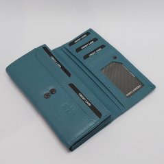 Dámská kožená peněženka s ražbou monogramu | modrá | Dárková krabička