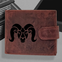 Osobní poklad z hvězdných drah: Pánská kožená peněženka s tvým vlastním jménem, monogramem a znamením zvěrokruhu | Beran-(21. 3. – 20. 4.)