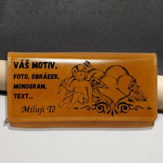 Elegantní dámská kožená peněženka premium s vlastním monogramem , motivem nebo text