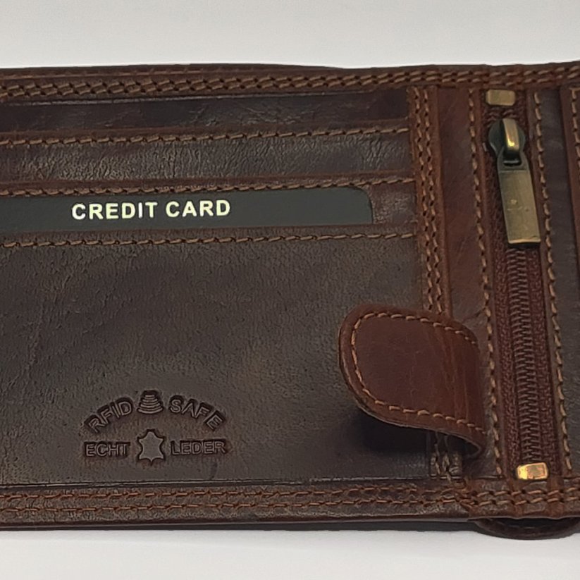 Pánská kožená peněženka Premium s monogramem a vlastním textem | Dárková krabička