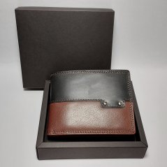 Pánská kožená peněženka PREMIUM s monogramem a vlastním textem | Hnědo/Černá |
