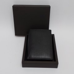 Pánská kožená peněženka BULL s ražbou monogramu | Černá V | Dárková krabička