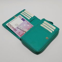 Elegantní Dámská tyrkysová kožená peněženka Tillberg s monogramem, vlastním textem nebo fotkou