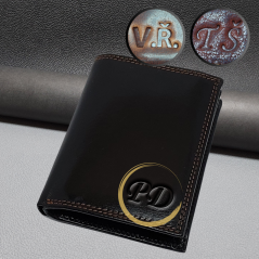 Pánská kožená peněženka Ricardo s ražbou monogramu | Černá V | Dárková krabička