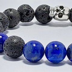 Pánský náramek z minerálů 10 mm - lapis lazuli a lávový kámen
