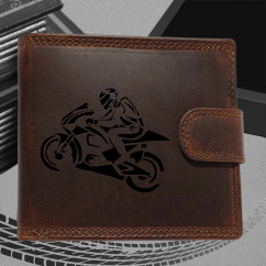 Pánská kožená peněženka s motorkou | pro motorkáře s obrázkem | 7 |  možnost monogramem nebo jménem