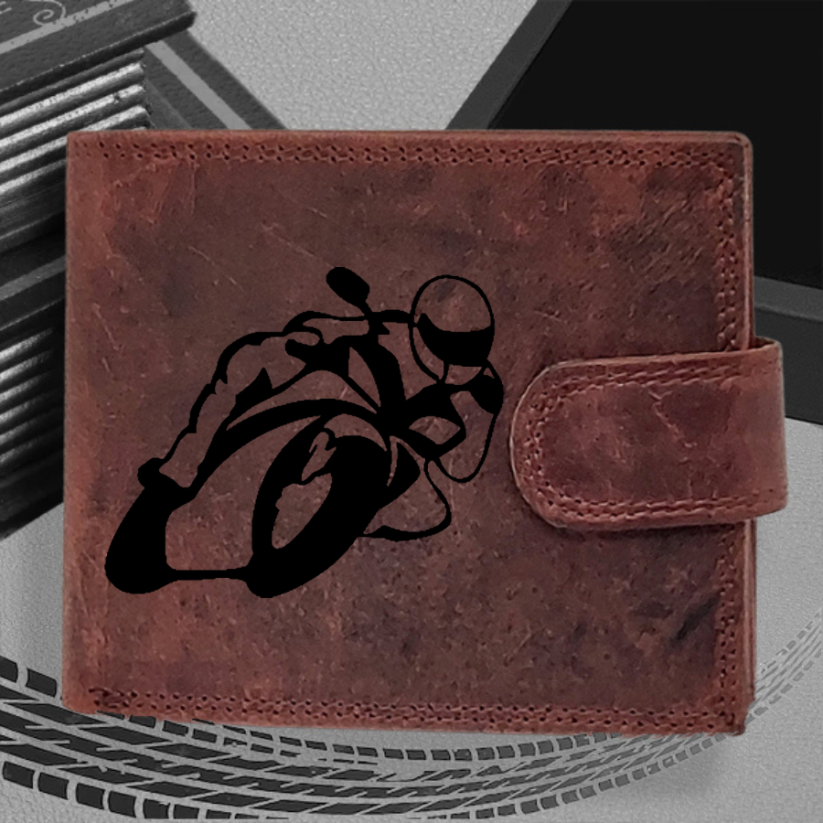 Pánská kožená peněženka s motorkou | pro motorkáře s obrázkem | 5 |  možnost monogramem nebo jménem