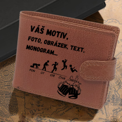Exkluzivní pánská kožená peněženka s vlastním monogramem, motivem a textem