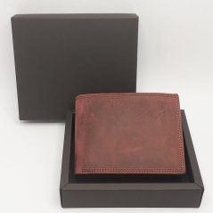 Pánská BORDO Kožená Peněženka s monogramem nebo vlastním textem | Dárková krabička