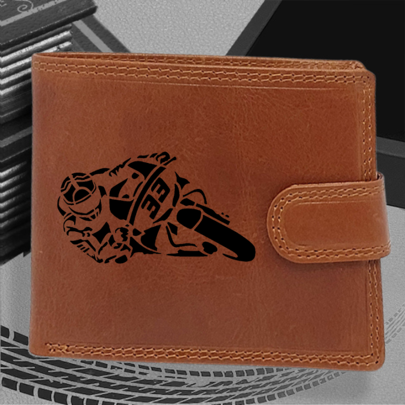 Pánská kožená peněženka s motorkou | pro motorkáře s obrázkem | 8 |  možnost monogramem nebo jménem