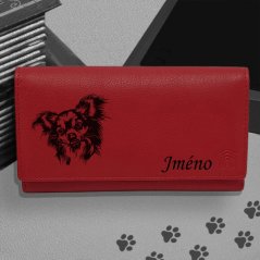 Kožená peněženka s motivem pro milovníky psů s obrázkem pejska - Dlouhosrstá čivava