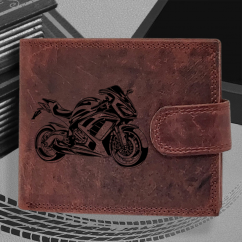 Pánská kožená peněženka s motorkou | pro motorkáře s obrázkem | 2 |  možnost monogramem nebo jménem
