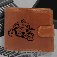 Pánská kožená peněženka s motorkou | pro motorkáře s obrázkem | 7 |  možnost monogramem nebo jménem