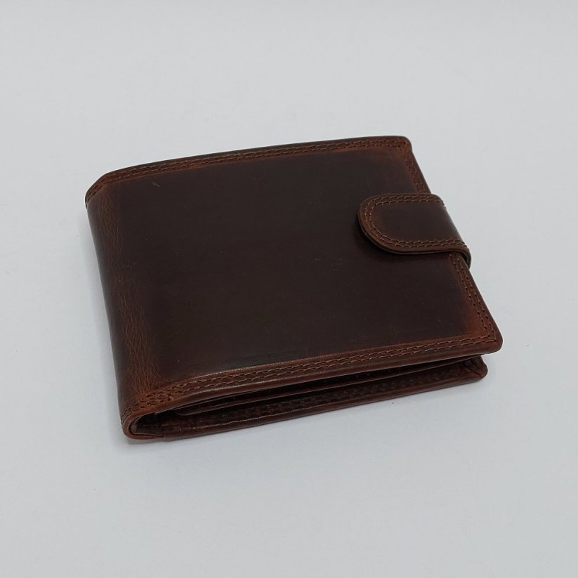 Pánská kožená peněženka Premium s ražbou monogramu | Hnědá | Dárková krabička