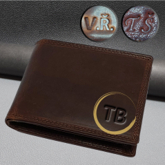 Pánská kožená peněženka Premium s ražbou monogramu | Dárková krabička