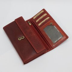 Dámská kožená peněženka s ražbou monogramu | vínová | Dárková krabička