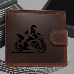 Pánská kožená peněženka s motorkou | pro motorkáře s obrázkem | 4 |  možnost monogramem nebo jménem