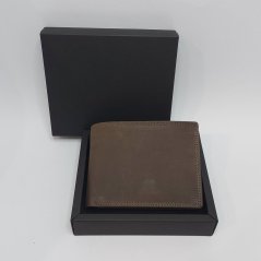 Pánská kožená peněženka s vlastním monogramem a textem | Hnědá